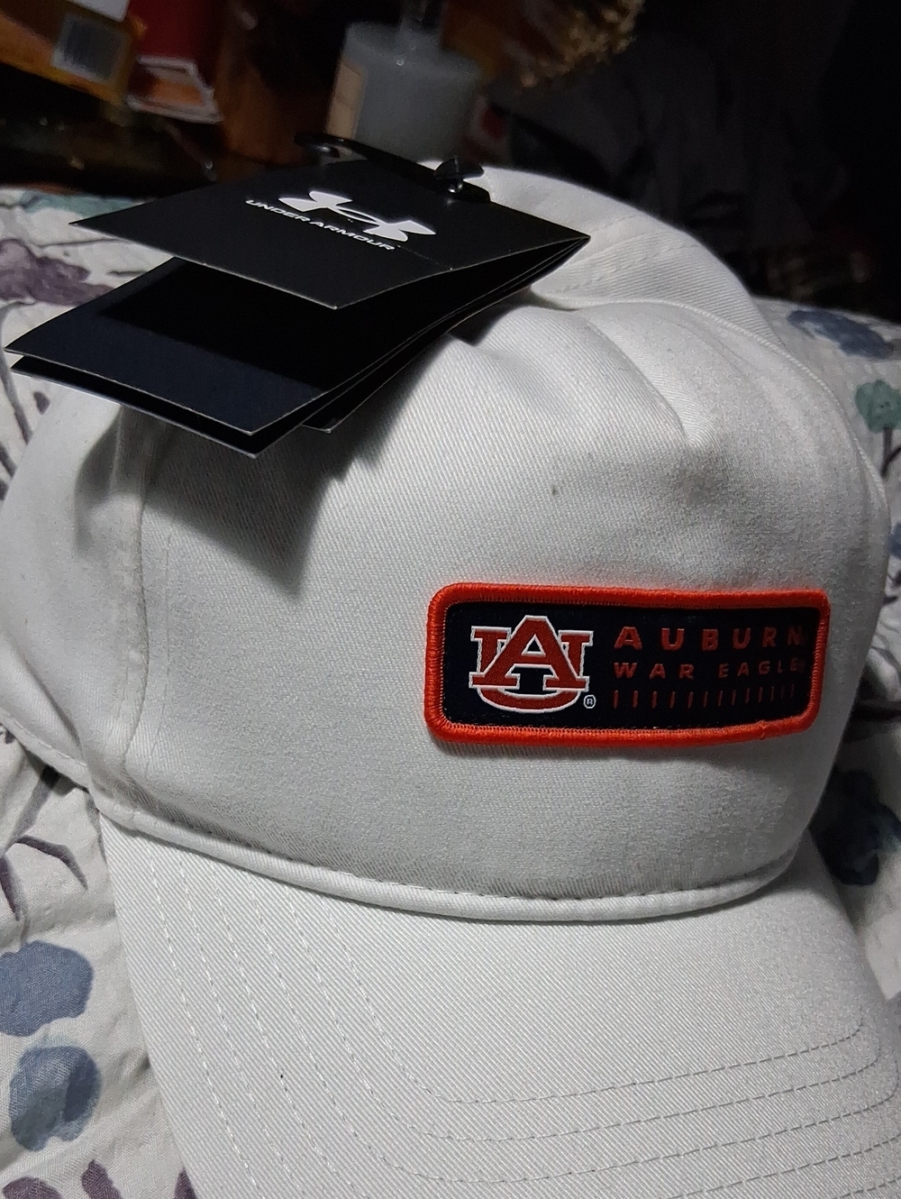 Under Armour White Kids Auburn Patch Cap with Orange Trim